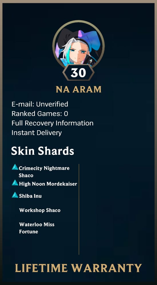 CrimeCity Nightmare Shaco | Handleveled LOL Accounts | NA ARAM - Image 2