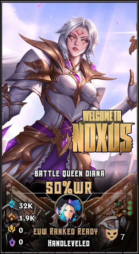 Battle Queen Diana | EUW | 50% Win Rate | Hand-Leveled & Ranked Ready