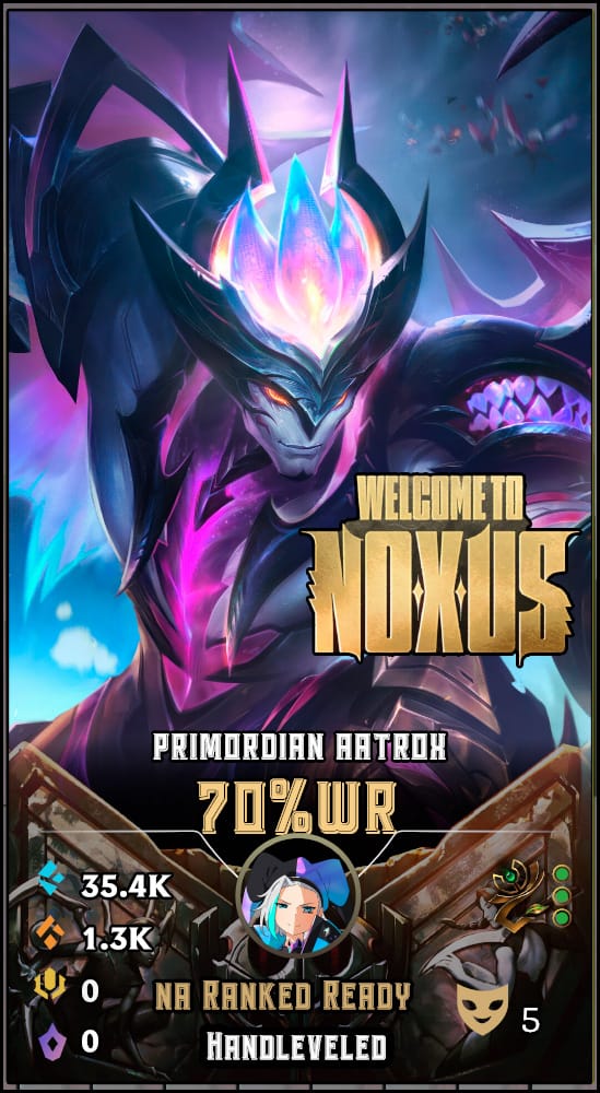 Primordian Aatrox | NA | 70% Win Rate | Hand-Leveled & Ranked Ready