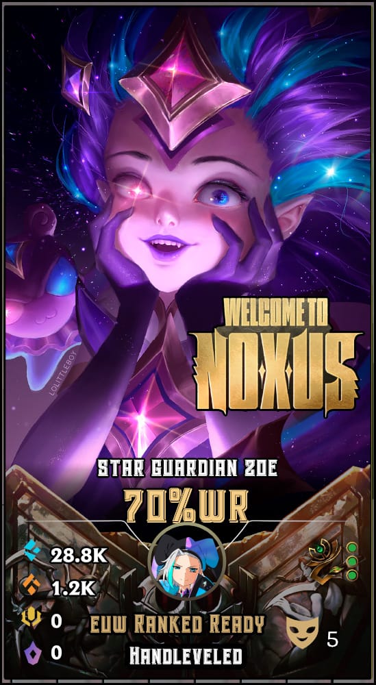 Star Guardian Zoe | EUW | 70% Win Rate | Hand-Leveled & Ranked Ready