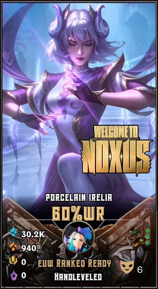 Porcelain Irelia | EUW | 60% Win Rate | Hand-Leveled & Ranked Ready