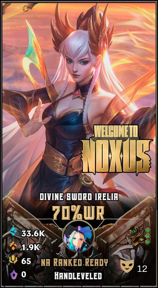 Divine Sword Irelia | NA | 70% Win Rate | Hand-Leveled & Ranked Ready