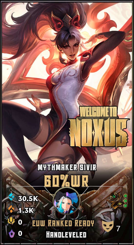 Mythmaker Sivir | EUW | 60% Win Rate | Hand-Leveled & Ranked Ready