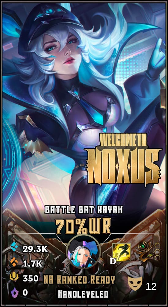 Battle Bat Xayah Smurf | NA | 70% Win Rate | Hand-Leveled & Ranked Ready