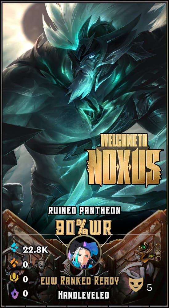 Ruined Pantheon | EUW | 90% Win Rate | Hand-Leveled & Ranked Ready