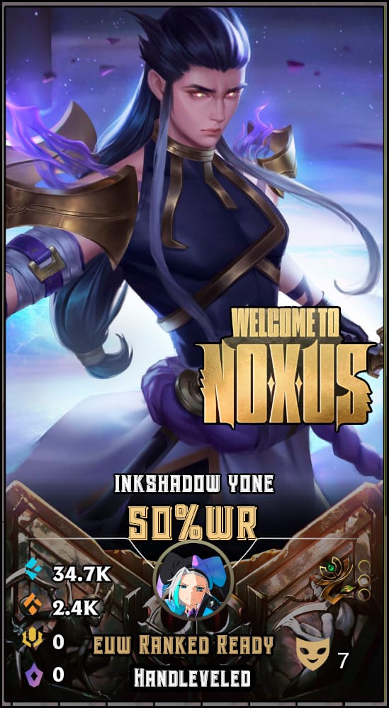 Inkshadow Yone | EUW | 50% Win Rate | Hand-Leveled & Ranked Ready