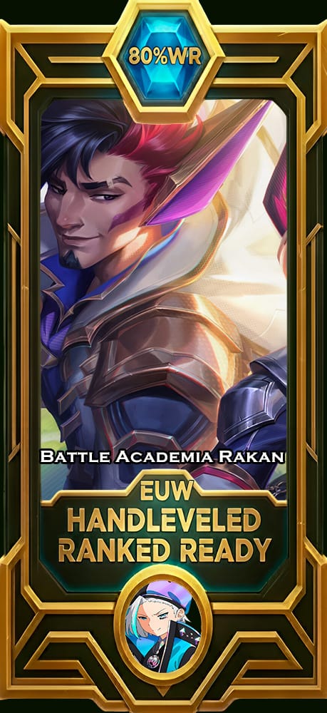 Battle Academia Rakan Smurf Account | EUW | 80% WR Win Rate | HandLeveled